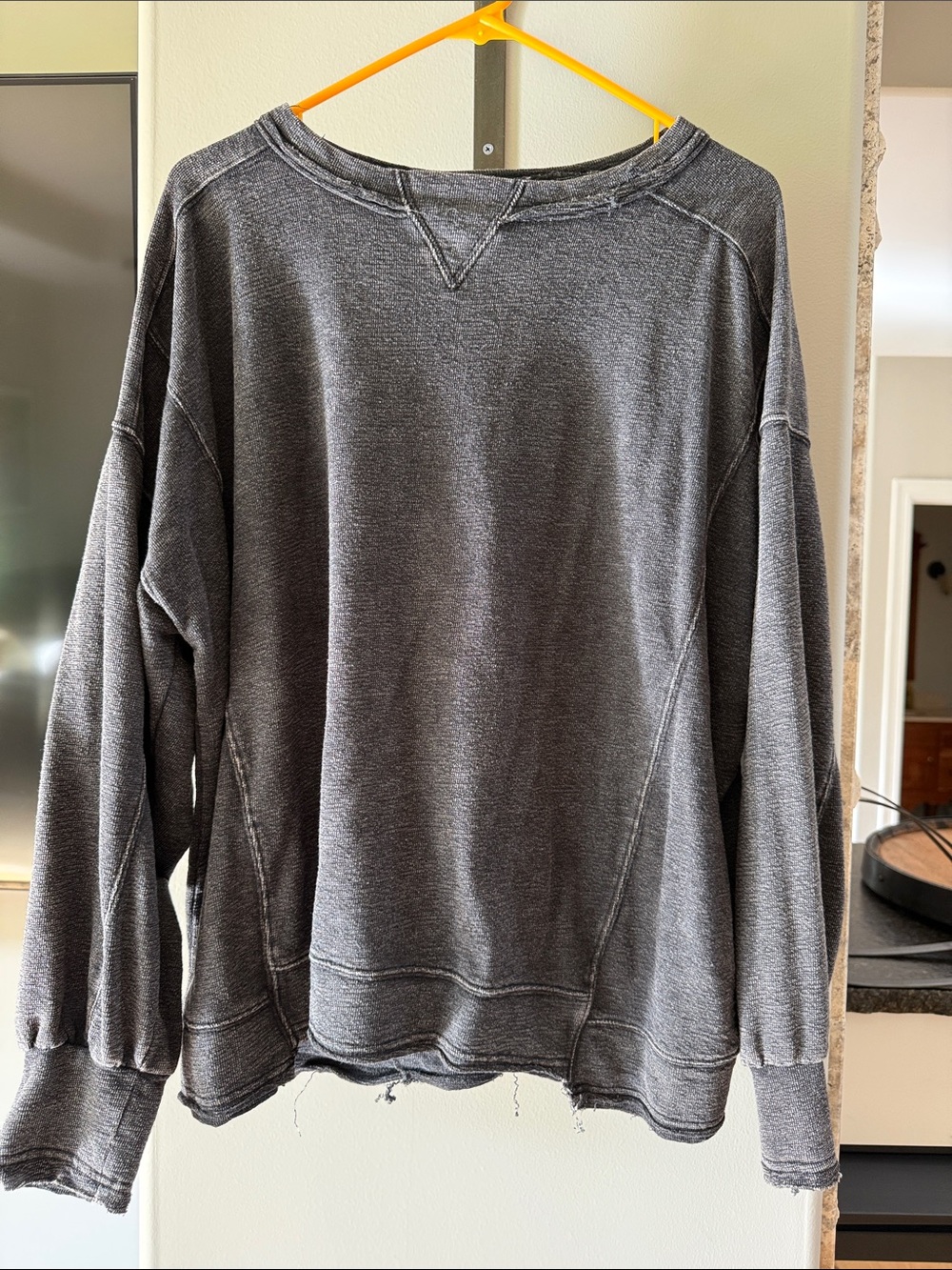 Zenana Outfitters Washed Charcoal Gray Crewneck Sweatshirt